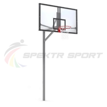 Купить Стойка баскетбольная уличная упрощенная со щитом из оргстекла, кольцом и сеткой SP D 412 в Березниках 